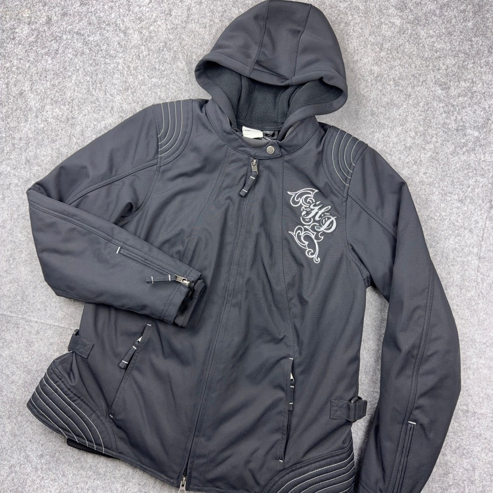 Harley-Davidson Jacket Womens XL Black Scroll Skull 3-IN-1 Riding Motorcycle